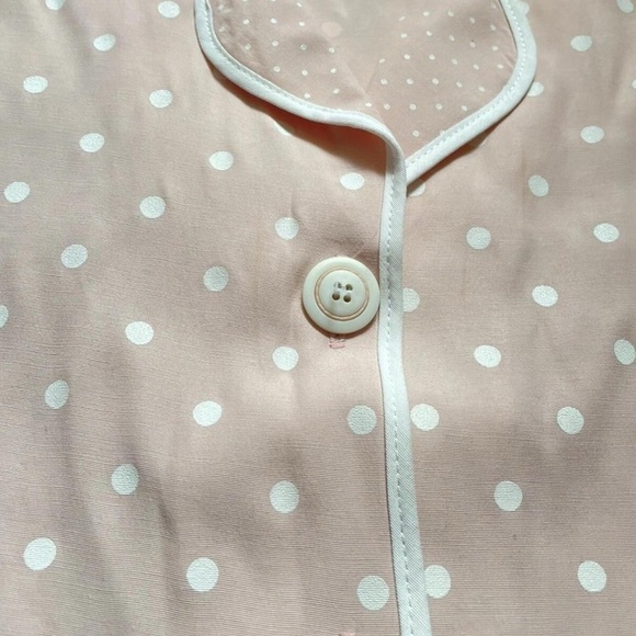 Vintage 80s Cottagecore Button Up Tank LARGE Jadyn T Pastel Pink Polka Dot - Picture 6 of 8